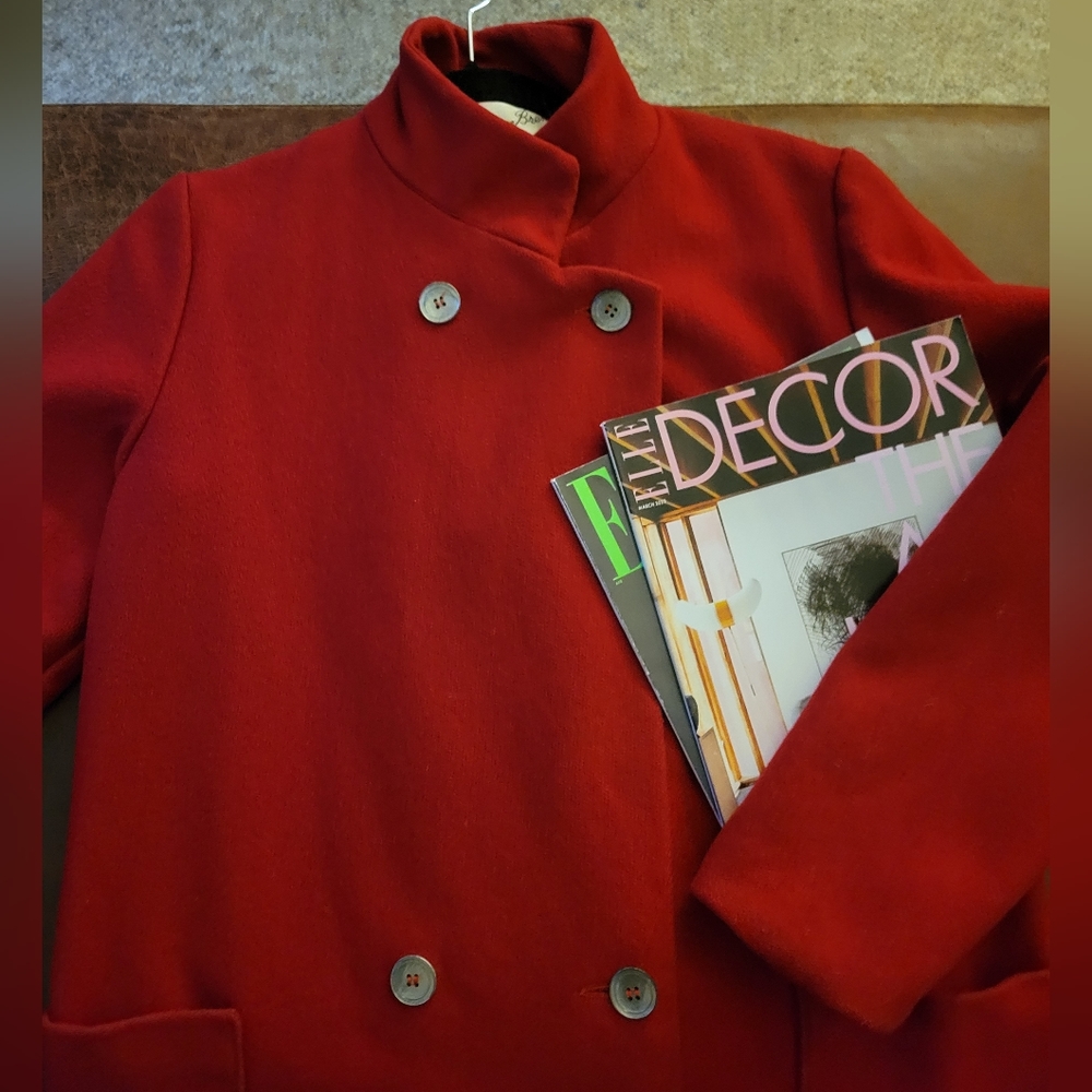Vintage Woman's Red Wool Peacoat - Picture 2 of 9
